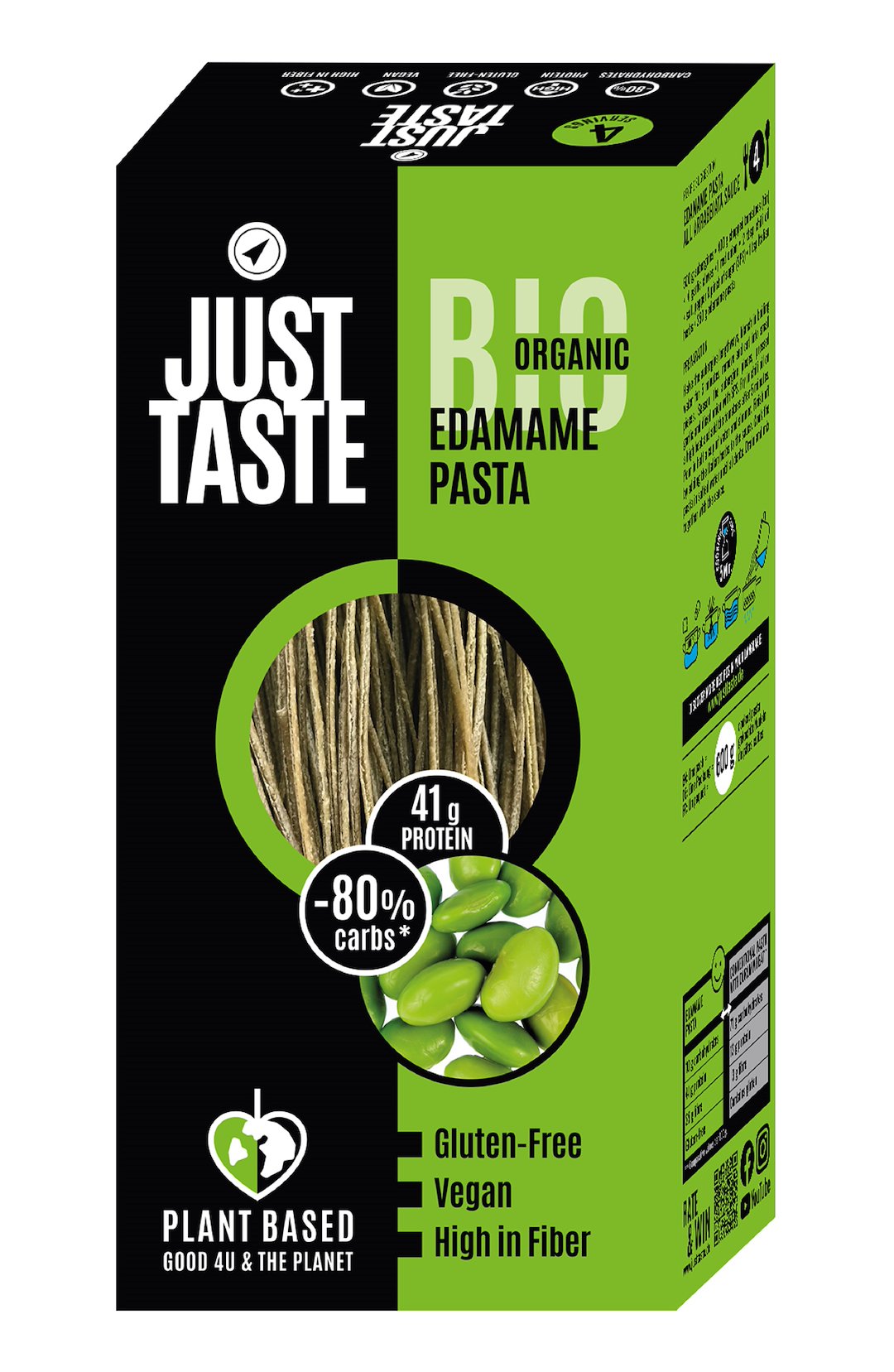 MAKARON PROTEINOWY (Z SOI EDAMAME) SPAGHETTI BEZGLUTENOWY BIO 250 g - JUST TASTE
