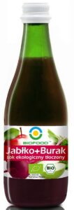 SOK JABŁKO - BURAK NFC BEZGLUTENOWY BIO 300 ml - BIOFOOD