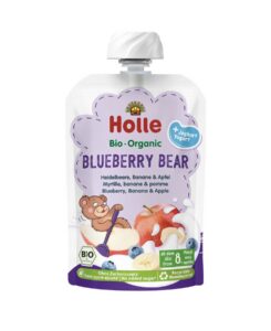 MUS BORÓWKOWY MIŚ (JOGURT - BORÓWKA - JABŁKO - BANAN) BEZ DODATKU CUKRÓW OD 8 MIESIĄCA BIO 100 g - HOLLE