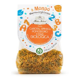 MAKARON (KUKURYDZIANY TRÓJKOLOROWY) DLA DZIECI LITERKI I CYFERKI BEZGLUTENOWY BIO 250 g - PASTA NATURA