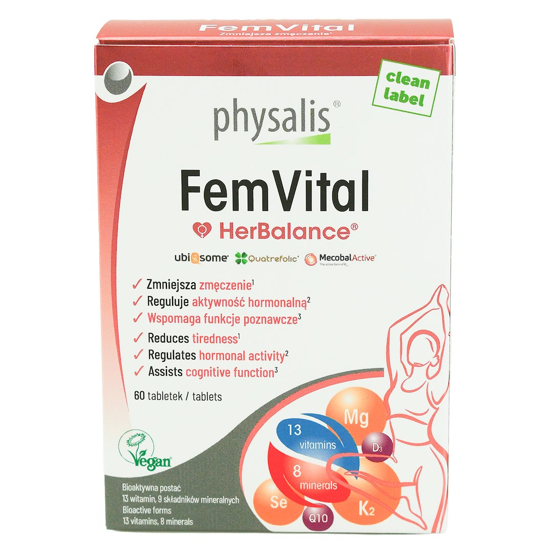 TABLETKI NA WITALNOŚĆ DLA KOBIET (FEMVITAL) 60 szt. - PHYSALIS (HERBALANCE)